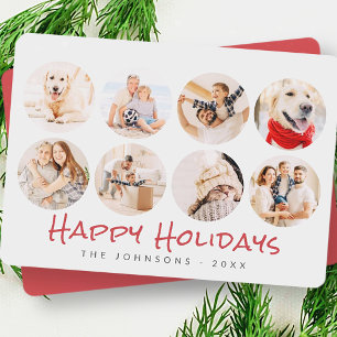 Custom 8 Photos Modern Family & Pet Memories Holid Holiday Card