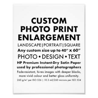 Custom 8"x10" Portrait Photo Enlargement Print