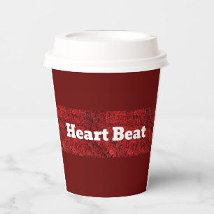 Custom 8oz Paper Cup with Lid Rose with Heart Beat