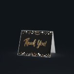 Custom 90th birthday black gold white confetti  thank you card<br><div class="desc">Express heartfelt gratitude with a sophisticated touch using our Custom 90th Birthday Black, Gold, and White Confetti Thank You Card. Perfect for capping off the celebrations of a significant milestone, this folded card is the epitome of elegance and appreciation. Designed with a beautiful backdrop of rich black, the card is...</div>