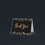 Custom 90th birthday black gold white confetti  thank you card<br><div class="desc">Express heartfelt gratitude with a sophisticated touch using our Custom 90th Birthday Black, Gold, and White Confetti Thank You Card. Perfect for capping off the celebrations of a significant milestone, this folded card is the epitome of elegance and appreciation. Designed with a beautiful backdrop of rich black, the card is...</div>