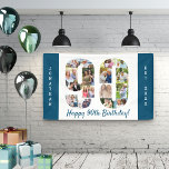 Custom 90th Birthday Party Photo Collage Banner<br><div class="desc">Create your own photo collage banner for a 90th Birthday Party. The template is set up for you to add your custom name or wording and your favourite photos. Your photos will automatically appear as a photo collage in the shape of the number 90. The banner has ocean blue borders...</div>