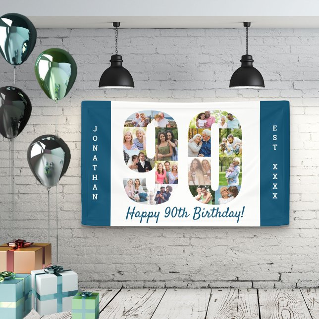 Custom 90th Birthday Party Photo Collage Banner (Creator Uploaded)