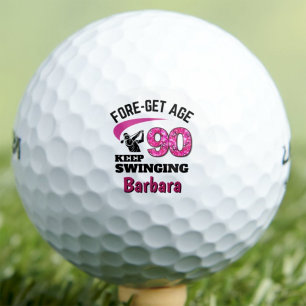Custom 90th Golfer Gift for Mum – Keep Swinging Golf Balls