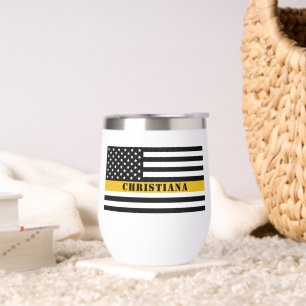 Custom 911 Dispatcher USA Flag Thin Gold Line