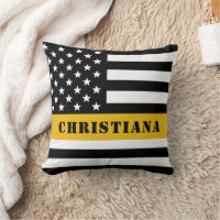 Custom 911 Dispatcher USA Flag Thin Gold Line