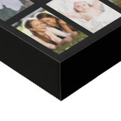 Custom 9 Photo Collage Black Faux Canvas Print (Corner)