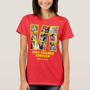 Custom 9 Photo collage & Name Best Friend Forever T-Shirt