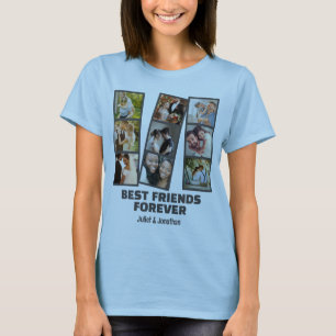 Custom 9 Photo collage & Name Best Friend Forever T-Shirt