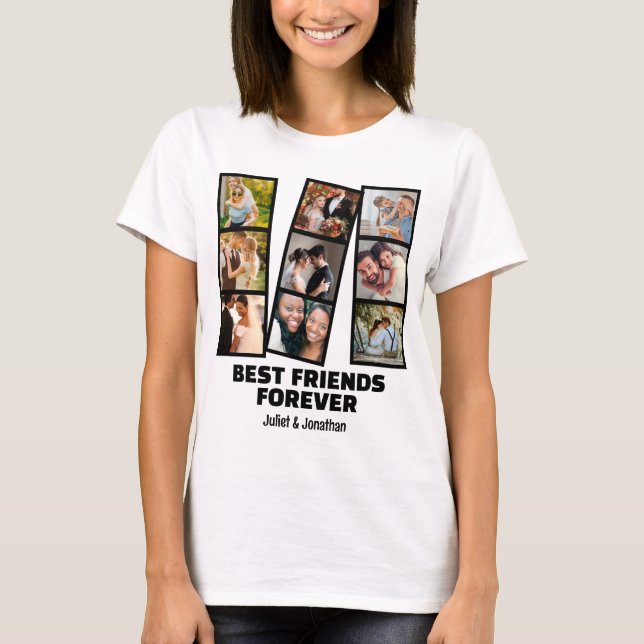  Custom 9 Photo collage & Name Best Friend Forever T-Shirt (Front)