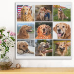 Custom 9 Photo Collage Personalised Pet Dog Lover Faux Canvas Print<br><div class="desc">Celebrate your best friend with a custom pet photo collage canvas print. Whether you have a new puppy, or to memorialise all the special moments thru each year, every pet deserves a personalised pet photo canvas ! Our dog photo canvas has 9 photos, simple monogram name to personalise .See 'personalise...</div>