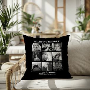 Custom 9 Photo In Loving Memory Memorial Cushion
