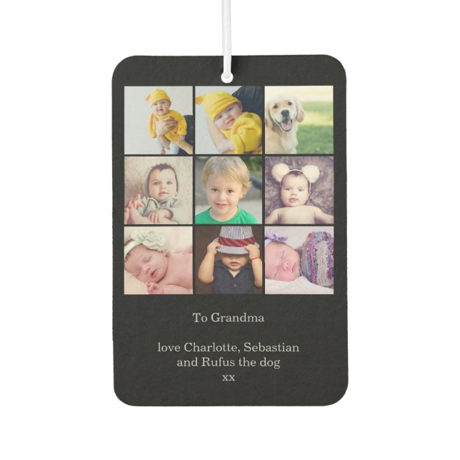 Custom 9 Photo One Of A Kind Personalised Car Air Freshener (Front)