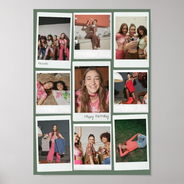 Custom 9 Photo Polaroid Collage Print (Front)