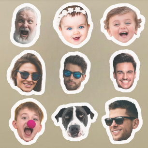 Custom 9 Photos Faces Waterproof Vinyl Stickers