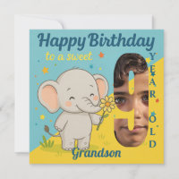 Custom 9th Birthday Elephant Sweet Your Photo Card