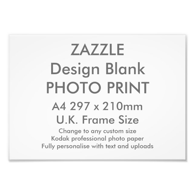 Custom A4 Photo Print  UK Frame Size (Front)
