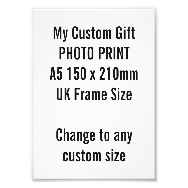 Custom A5 Photo Print  UK Frame Size (Front)