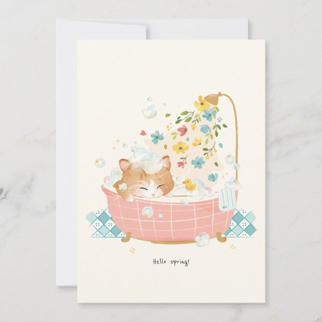 [Custom] A Cat's Day - Spring Flower Bubble Bath Thank You Card (Front)