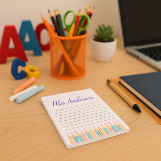 Custom A Note From Cute Crayon Teacher Notepad