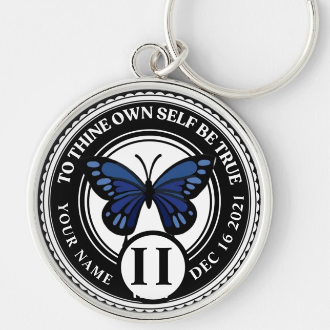 Custom AA NA Butterfly Recovery Anniversary Coin K Key Ring (Front)
