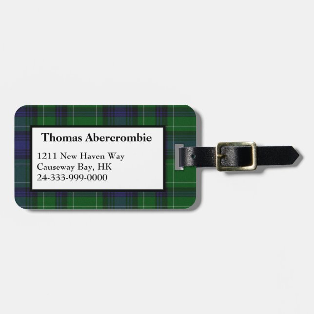 Custom Abercrombie Tartan Plaid Luggage Tag (Front Horizontal)