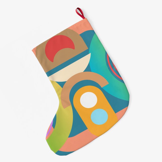 Custom Abstract Art Deco Modern Large Christmas Stocking (Back (Hanging))