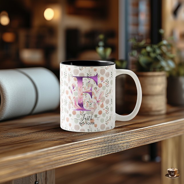 Custom Abstract Boho Chic Monogram Mug - F (Creator Uploaded)