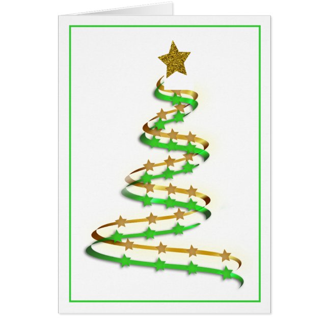 Custom Abstract Gold Green Ribbon Christmas Tree (Front)