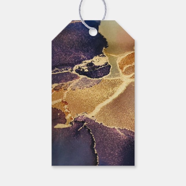 Custom Abstract Gold Purple Gift Tags (Front)