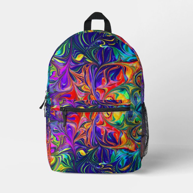 Custom Abstract oilPrint Cut Sew Backpack (Front)