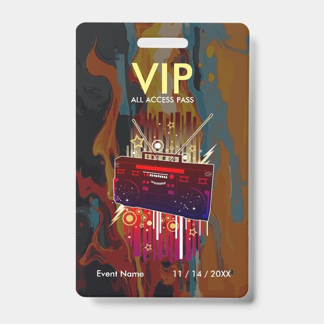 Custom Abstract Paint Pour VIP Pass For Creative ID Badge (Front)