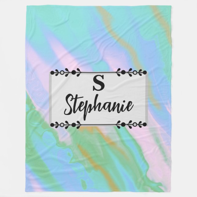 Custom Abstract Pastel Colour Fluid Fleece Blanket (Front)