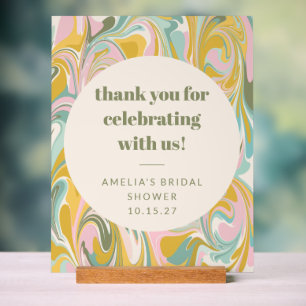 Custom Abstract Pastels Thank You Bridal Shower Acrylic Sign