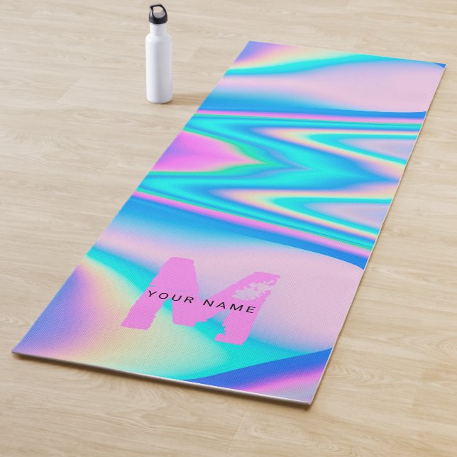 Custom Abstract Pink Holographic y2k Name Monogram Yoga Mat (In Situ)