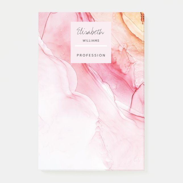 Custom Abstract Pink Ink Paint Post-it Notes (Front)
