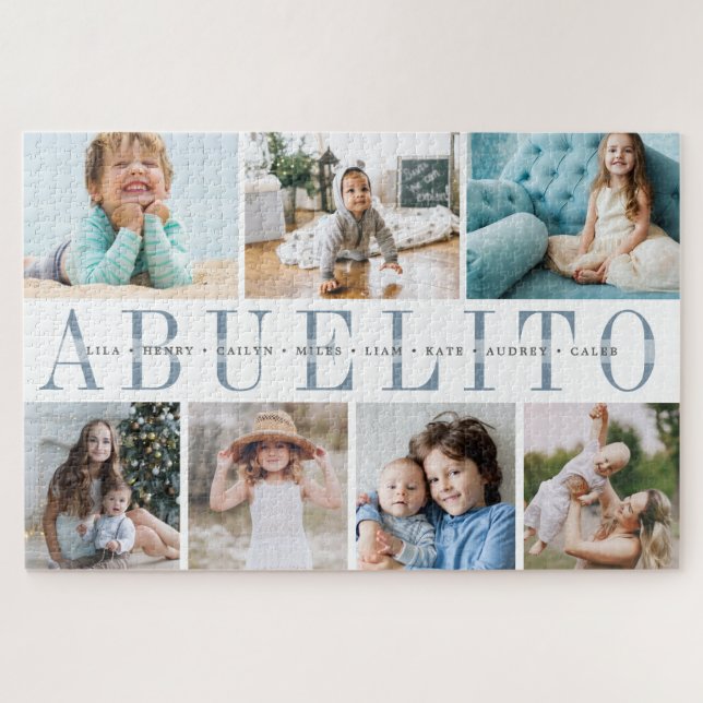 Custom Abuelito Grandchildren Photo Collage Jigsaw Puzzle (Horizontal)
