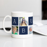 Custom Abuelo Grandfather Photo Collage Coffee Mug<br><div class="desc">Create a sweet keepsake for a beloved grandpa this Father's Day or Grandparents Day with this simple design that features six of your favourite Instagram photos, arranged in a collage layout with alternating squares in navy blue, spelling out "Abuelo." Personalise with favourite photos of his grandchildren for a treasured gift...</div>