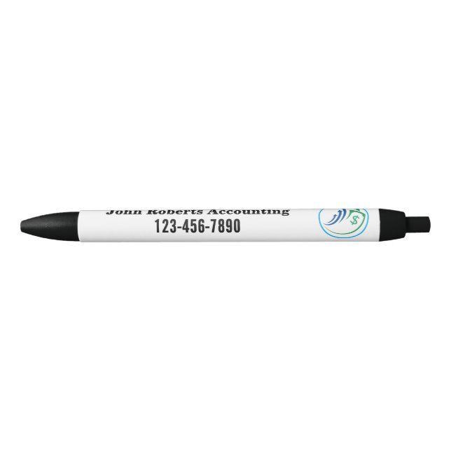 Custom Accountant Corporate Logo Office Black Ink Pen (Front)
