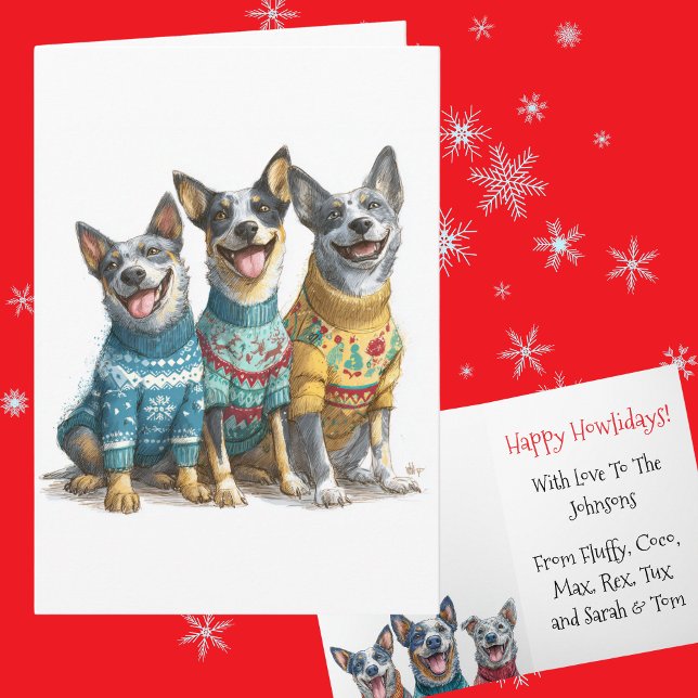 Custom ACD Heeler Christmas Ugly Sweater Holiday  Card (Creator Uploaded)