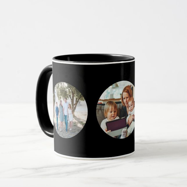 Custom Add 3 Photo Auto Round Personalised Mug (Front Left)