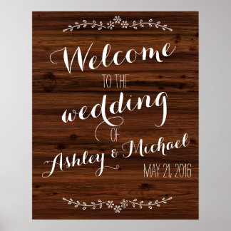 Custom add bride groom's name date wedding sign