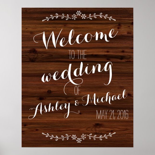 Custom add bride groom's name date wedding sign (Front)