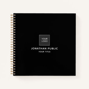 Custom Add Business Company Logo Here Elegant Notebook