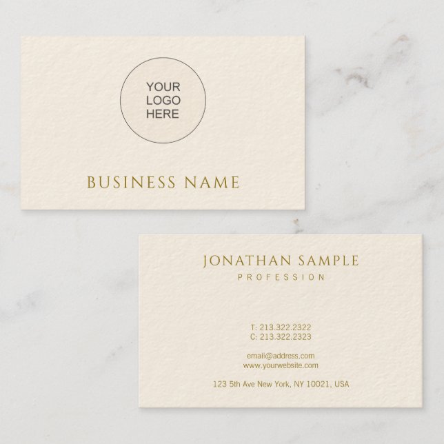 Custom Add Company Logo Here Gold Text Template Business Card (Front/Back)