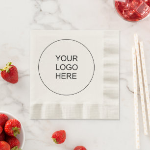 Custom Add Company Logo Text  Ecru Coined Luncheon Napkin
