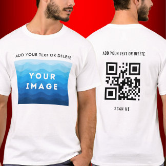 Custom Add Image Text and QR Code Scan T-Shirt