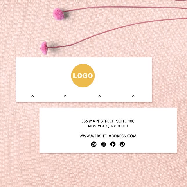 Custom Add Logo 4 Hole Stud Earring Display Mini Business Card (Creator Uploaded)