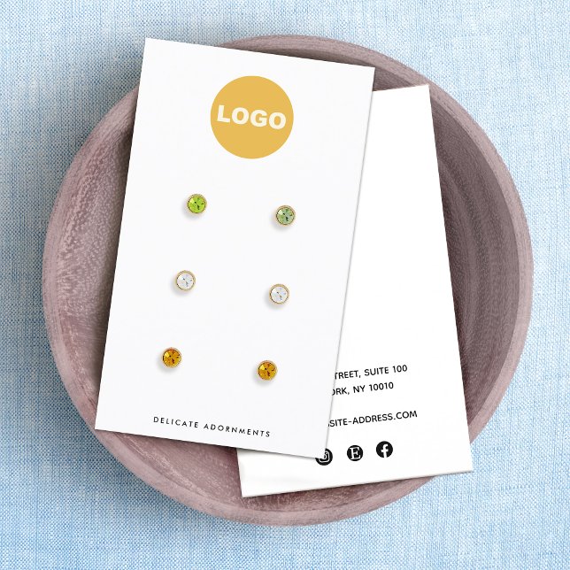 Custom Add Logo 6 Hole Stud Earring Display  Busin Business Card (Creator Uploaded)