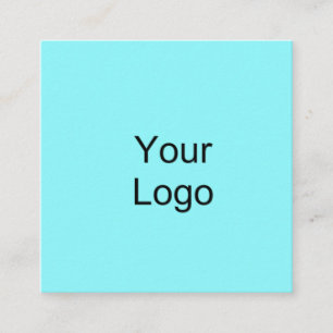 Custom, Add Logo, Cyan Blue. Square Business Card